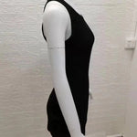 Black Ribbed Summer Dress Sexy Vest Sleeveless Vest Club Party Mini Dress WOMEN'S Solid Color Tight Fitting