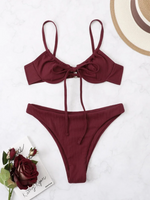 2026 Push Up Bikini Women Tie Front Swimsuit Sexy Underwire Swimwear Female Bathers Bathing Swimming Swim Suit Summer Beachwear