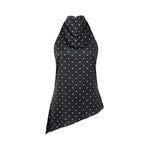 Women Halter Tank Tops Dots Print Asymmetric Hem Vest 2026 Summer Fashion Sleeveless Elegant Retro Blouses Streetwear