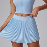 Women's Fitness Pants Skirt Accordion Pleated Design Anti-Light Leak Fake Two-Piece Set 2025 New Style