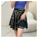 Women Flared Skirts Summer Basic Skirt Fashion Dancer Uniform Versatile Black Safety Pants Skirt Elastic Pleated Skirt Long 45CM