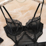 Women's Sexy Black Lace See-Through Jumpsuit - Hollow Mesh Shapewear Bodysuit for Special Occasions