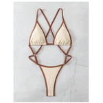 Cikini Summer Beach Women's Contrast Trim Halterneck One-Piece Swimsuit Sexy Swimwear Bathing Suit