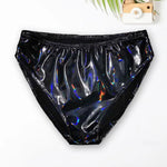 Women Panties Glossy Surface Triangle Shape Elastic Waist Honeymoon Underwear High Waist Bright Mirror Paint Women Underpants