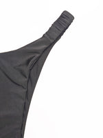 New pleated hard cup sexy bikini solid color swimsuit women's separate strap support vacation adjustable halter bikini