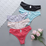 5 Color Women Lace Embroidery Panties Sexy Hollow Low Waist Briefs Summer Ice Silk Breathable Lingerie Female Knickers Intimates