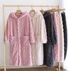 Winter Couple Flannel Pajamas Set Long Thickened Suit with Long-Sleeved Hooded Tops And Pants for Men /Women Home Comfort Wear