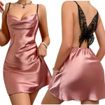 Sexy ice silk pajamas women's fashionable camisole nightgown backless home wear summer comfortable solid color V-neck pajamas
