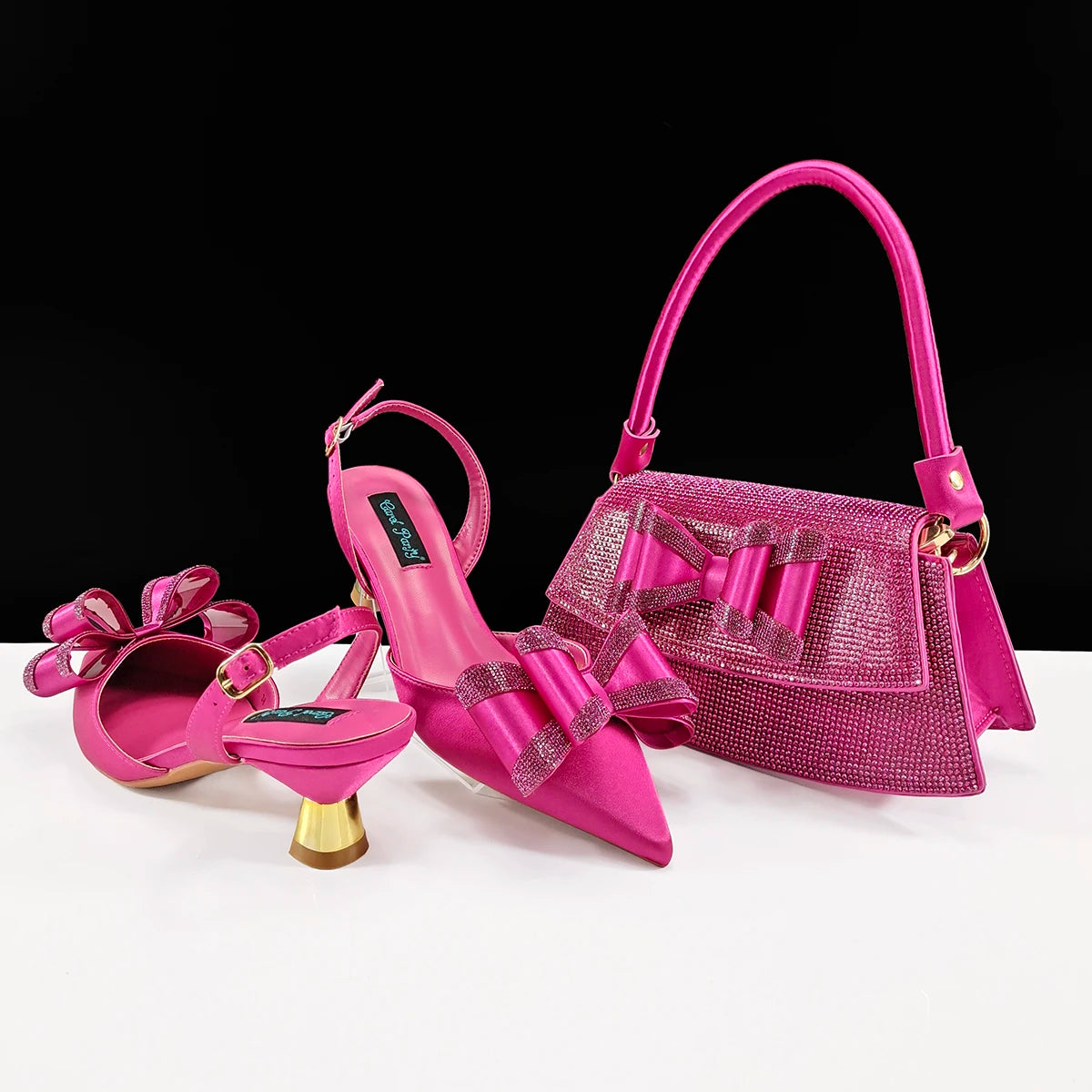 doershow New Italian Shoe and Bag Set New 2025 Women Shoes and Bag Set In Italy orange Italian Shoes with Matching Bag HVB1-1