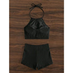 Sexy High Neck Bikini Sets Two Pieces High Waist Swimsuit Shorts Swimwear Female Thong Brazilian Biquini Beachwear Bathing Suit