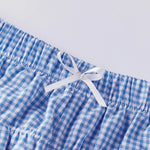 Women’s Layered Ruffle Bloomer Shorts Elastic Waist Little Bow Front Plaid Print Shorts Summer Bottoms
