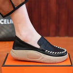 Platform Casual Slip-on Loafers for WomenSpring New Soft-soled Women's Shoes Comfortable Work Shoes Sewn Leather Shoes