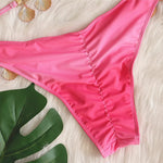 DEKA Shell Bikinis Swimsuit with Rhinestones Criss Cross Bikini Set Women Pink Push Up Bathing Suit Diamond Thong Swimwear