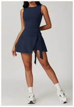 Tennis Dress Slim Tennis Dresses Woman Home Clothing Simple Style Casual Bodycon Mini Sleeveless Solid Color Leace-up Vestidos