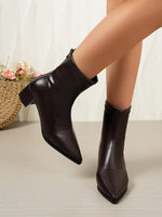 2026 New Vintage Thick Heels Women Slim Ankle Boots Autumn Winter Pointed Toe Stripper Party Short Booties Zapatos De Mujer
