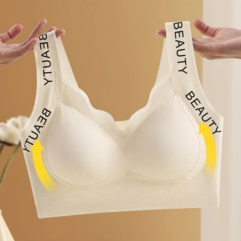 2Pcs/Set Bras Non-wire Push Up V-neck Bra Women Seamless Underwear Padded No Rims Support Brasiere Sexy Lingerie M-3XL