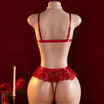 Sexy Crotchless Lingerie Women Lace Hollow Bra Set Erotic Costumes Baby Doll Dress Open Bra Porn Underwear Liberty Bodysuits