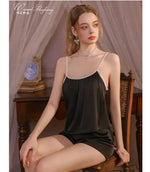 Elegant New Home Wear Set Sexy Women's Pajamas With Chest Pads Pure Desire Camisole And Sleep Pants Two-piece Sets Casual XWEX