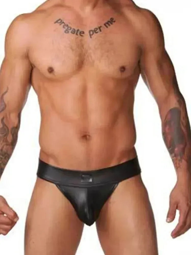 Sexy Lingerie for Men Thongs PU Leather Men's Jockstrap G-Strings Underwear Erotic Panties Hot Male's Underwear