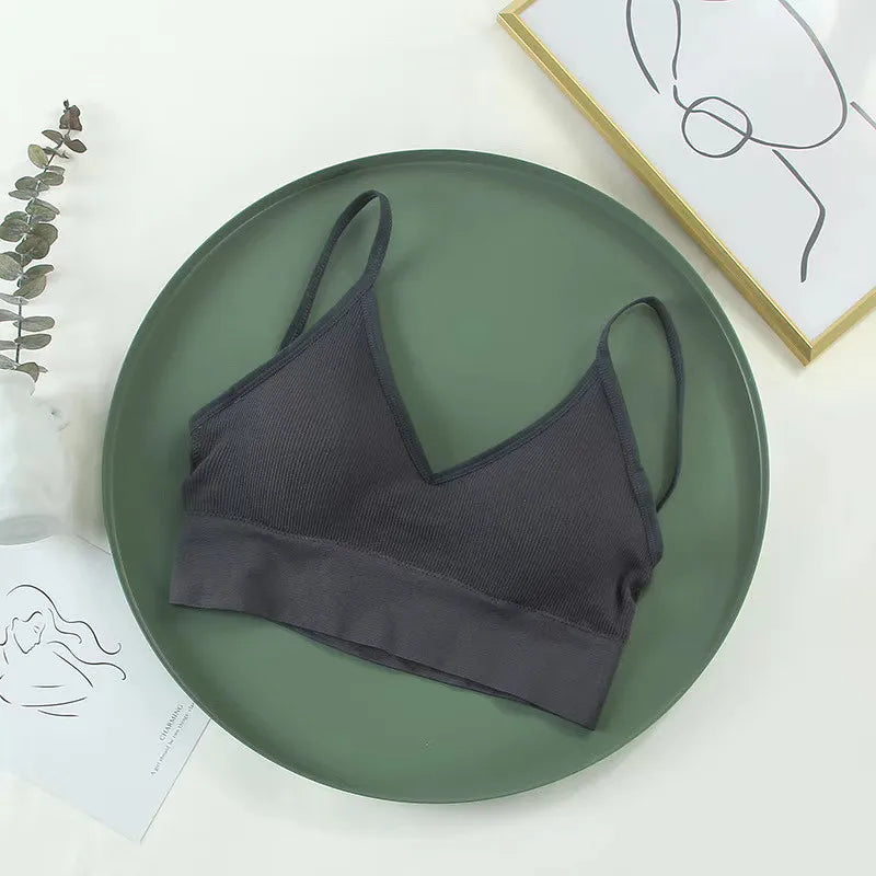 Women Tube Top Seamless Bra Crop Top Solid Color Sports Sexy Lingerie Active Bra Tops Underwear With Removable Pads