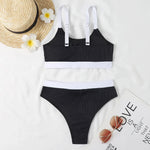 Orange High Waist Bikini 2022 Swimsuits Push Up Swimwear Women Splicing Biquini Beachwear Sexy Ribbed Bathing Suits Female New