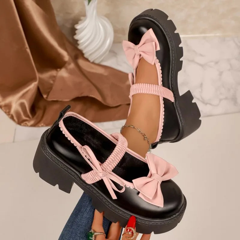 Women's Lolita Style Platform Mary Janes, Winter Autumn Comfortable Versatile Shoes for Tea Party