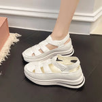 Ladies Shoes 2026 High Quality Buckle Strap Women's Sandals New Closed Toe Office and Career Summer Solid Wedge Sandals
