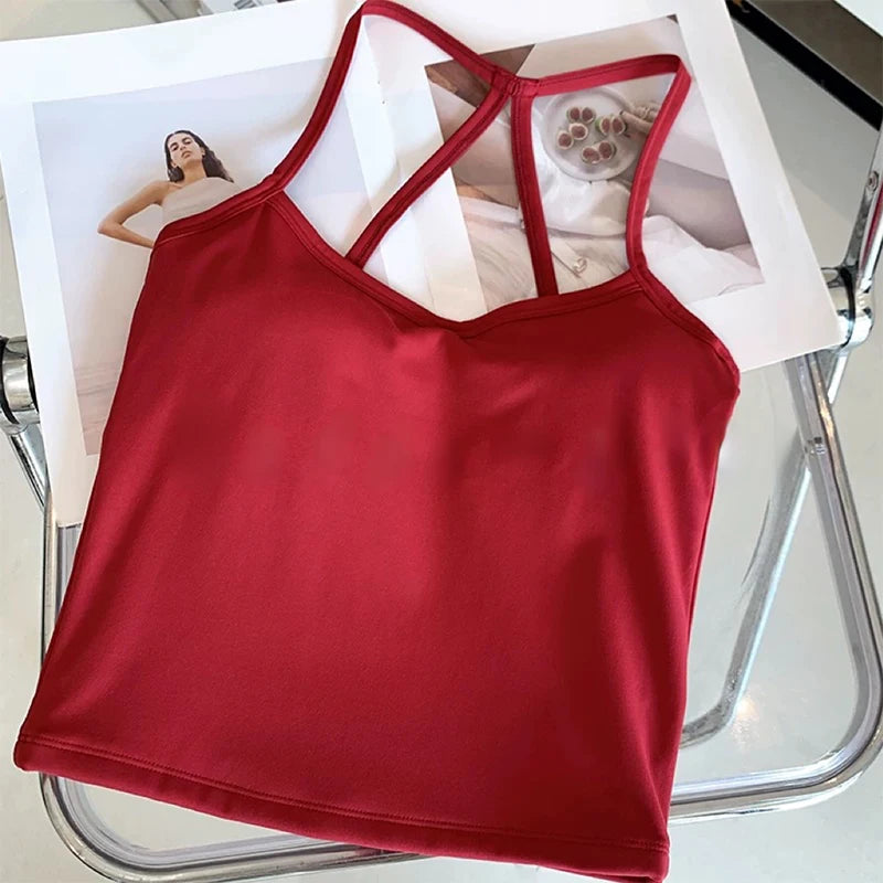 Women's Slim Fit Nude Sports Bra Yoga Fitness Vest Skin Friendly Pilates Top Beautiful Back Design Suspension Yoga Fitness Top