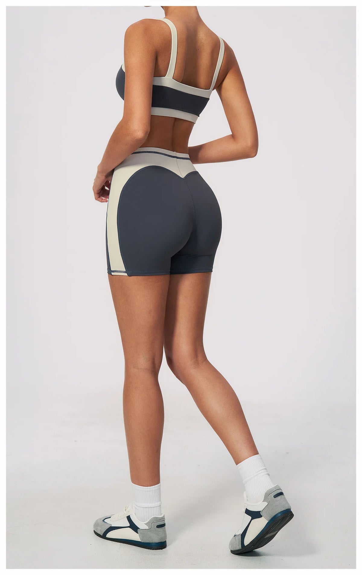 Summer Color Blocking Yoga Suit Women Shockproof Slim Sports Bra High Waist Hip Lift Shorts Gym Running Fitness Sets Tracksuit