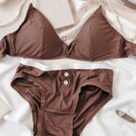 Sexy Women Underwear Set French Thin Cup Deep V Push Up Bra Summer Solid Wire Free Comfort Seamless Lingerie and Bra Briefs Set