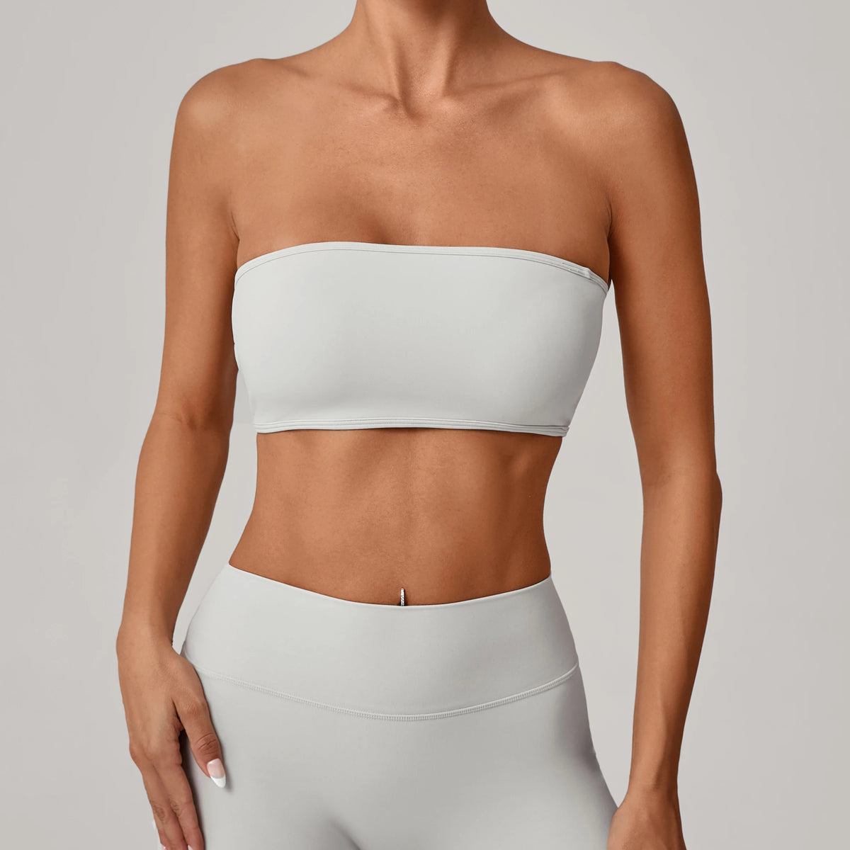 Padded Backless Bandeau Sports Bra Gym Women Crop Tube Top Seamless Yoga Top Sexy Workout Sportswear Push-up Fitness Underwear