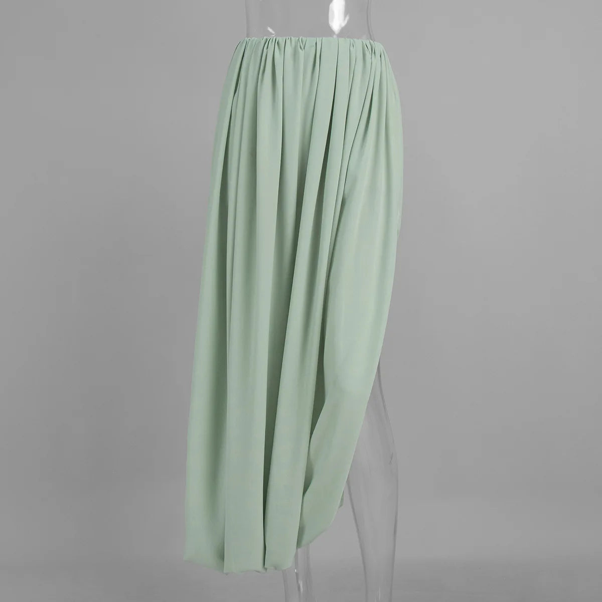 FDYOUI Elegant Solid Color Pleated Skirts for Women 2026 Chic High Slit Long Skirt High Street Office Lady Vacation Party Dress