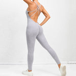 Seamless High-Waisted Peach Hip Yoga Jumpsuit for Women - Fast Drying Sweat-Wicking Tight Running Sports Jogging Gym Activewear