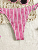 Sexy Orange Striped Bikini Set 2026 Women Halter Push Up Bra Tassel Bandage Thong Swimsuit Summer Holiday Bathing Suit Swimwear