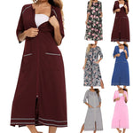 Summer Dresses For Women 2024 Zipper Front Robe Half Sleeve Bathrobe Full Length Soft Cotton Duster Dress With Pockets Home Wear