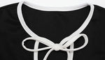 Ahagaga Fashion Women's Mini Dresses Solid Short Sleeves Bows Sheath Slim Fit Bodycon Hollow Out Summer Leisure Sports Vestidos