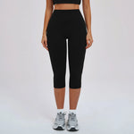 Yoga Pants Women Cropped Pants Sports Pants Fitness Leggings Tights Breathable Quick-drying High Waist Running Workout Pants