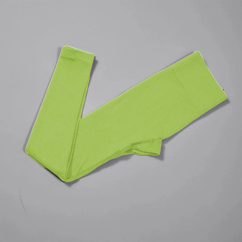 Women Ribbed Yoga Pants High Waisted Gym Leggings Sport , Fitness Seamless Female Legging Control Running Training Tights