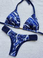 Sexy Vintage Print Bikini Set 2025 Women Orange Cut Out Weave Thong Swimsuit Bather Bathing Suit Two Piece Swimwear Biquini