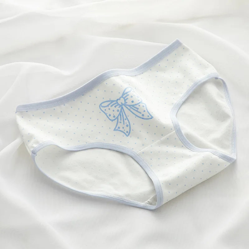1PC Women Cotton Briefs Girls Underwear Low Waist Panties Japanese Style Underpants Comfort Bow Ladies Sexy Lingerie M-XL