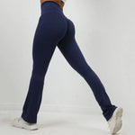 Women's Seamless Yoga Leggings Pants Sports Fitness Peach Hip-lifting High Waist Slimming Dance Training Workout Flared Pants
