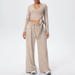 3 Pcs Women's Seamless Yoga Set Sports Fitness Gym Slim-Fit Long Sleeve & Tank Top Suits Workout Running Training Sets