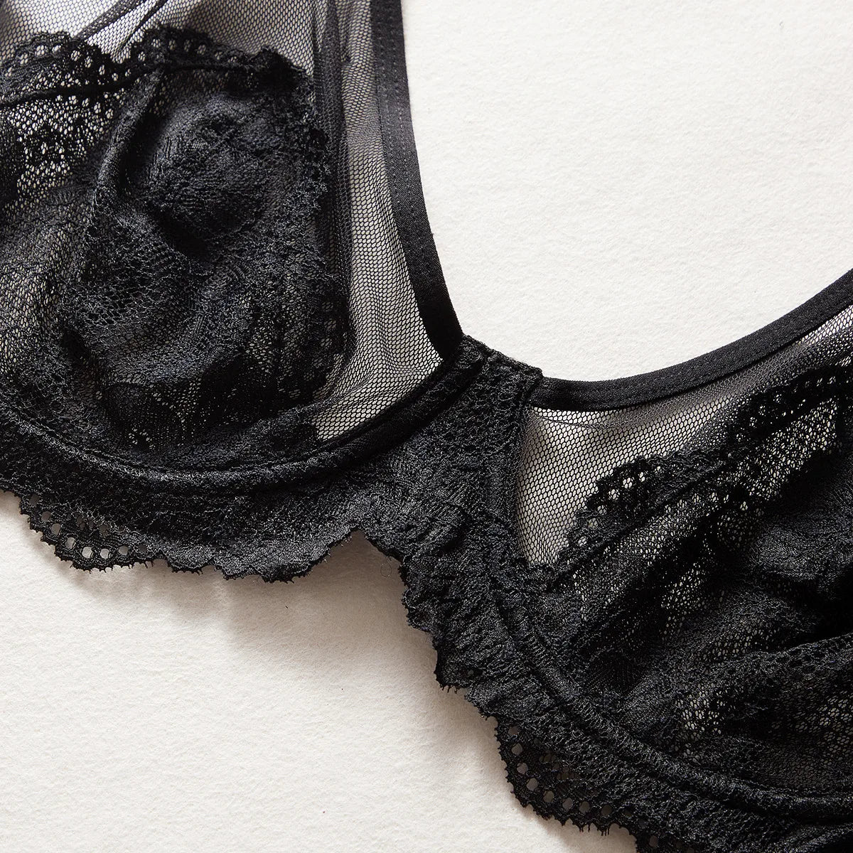 Women's Transparent Bra UltraLace Bra Full Coverage Push Up Plus Size Mermaid Scales Unlined Ultra-Thin Cup Underwear