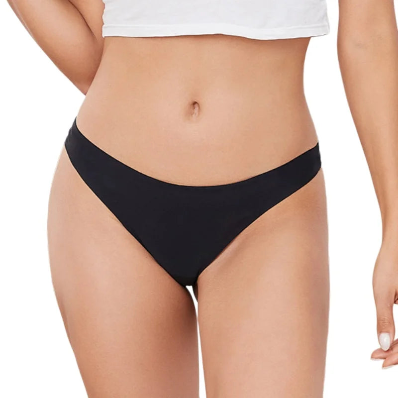 1PC Women Seamless Thongs Ice Silk T-back Solid G-String Breathable Crotch Sexy Lingerie Women's Underwear M-XL Intimates