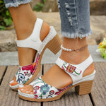 Women's Peep Toe Hihg Heel Sandals 2026 Gladiator Shoes Chunky Heel Platform Women's Sandals Flower Ladies Heeled Shoes
