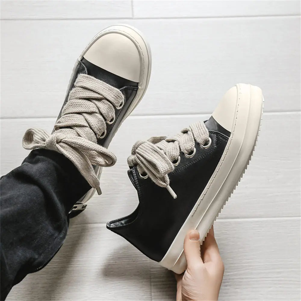 2025 Big Size 44 Women's Platform Skate Shoes Fashion Summer Black Pink Red Lace-up Men Sporty Vulcanize Casual Flat Shoes