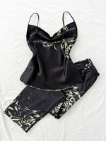 Small Cherry Print Pajamas Set Spring Summer Halter Pants Two Piece Thin Home Wear Women