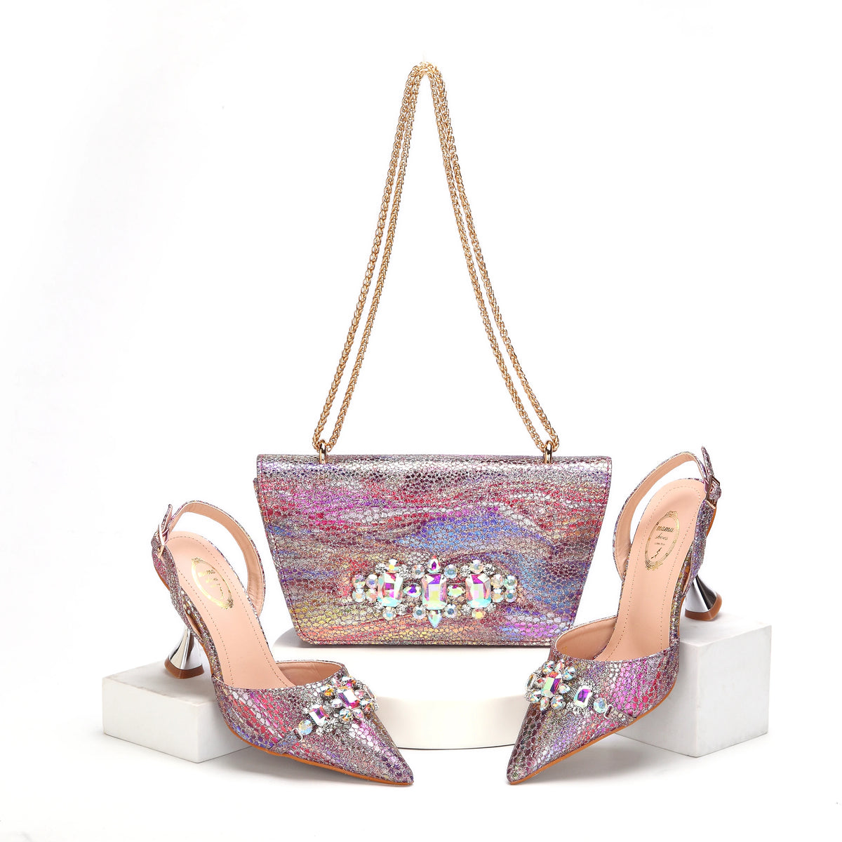 Doershowbeautiful High Quality African Style Ladies Shoes And Bags Set Latest gold Italian Shoes And Bag Set For Party HMA1-4