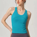 Women's One Piece Yoga Sports Vest Stretch I-Shaped Running Fitness Slimming Short Style Camisole Outerwear