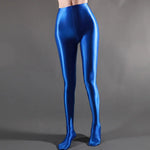 Women Leggings Stage Performance Glossy Shiny High Waist Fitness with Socks Stage Show Skinny Yoga Trousers Women Clothing